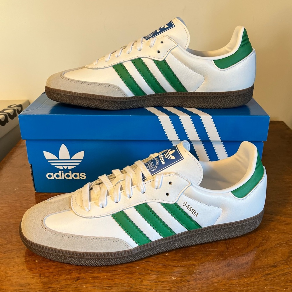 ADIDAS White/Green Samba OG
